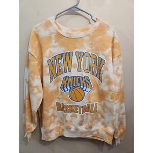 New York Knicks Tie Dye Sweatshirt Basketball‎ Women's Orange White Size XL